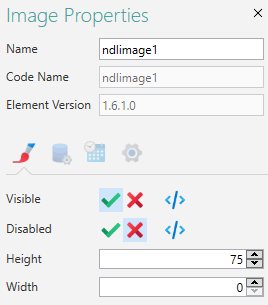 Picture showing the Height Property Set to 75. 